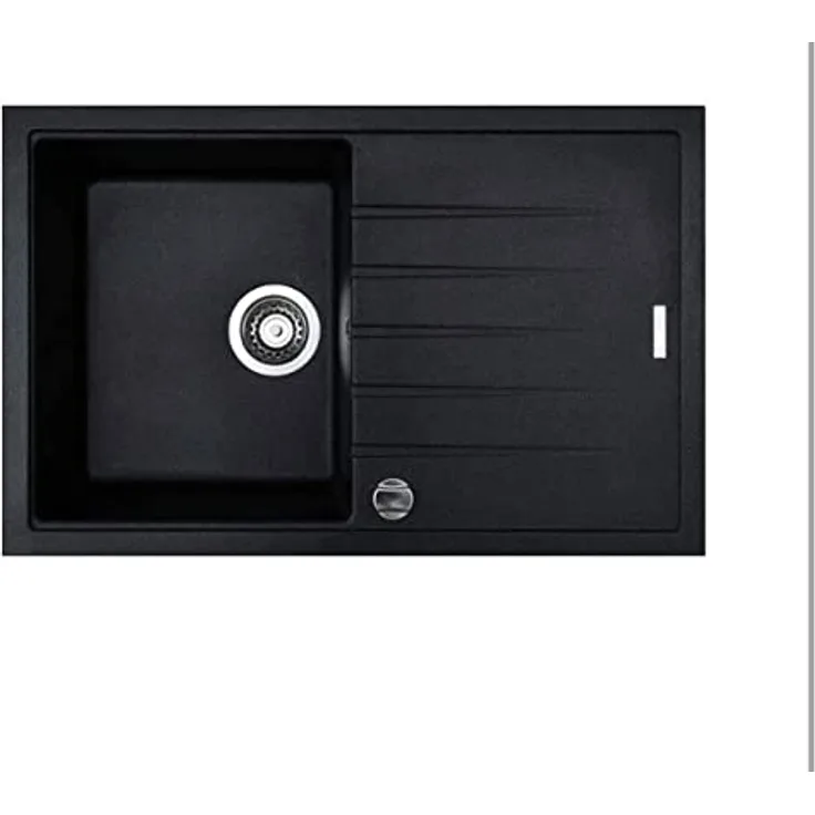 SET Granitspüle schwarz W760 und VAF Armatur 9205 schwarz Einhebelmischer