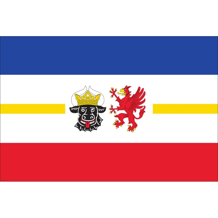 Flagge Mecklenburg-Vorpommern mit Wappenbildern 160 g/m² ca. 100 x 150 cm