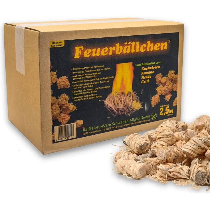 Feuerbällchen zum Anzünden von Kachelofen, Kamin-2,5 kg Schachtel ca. 200 Stück