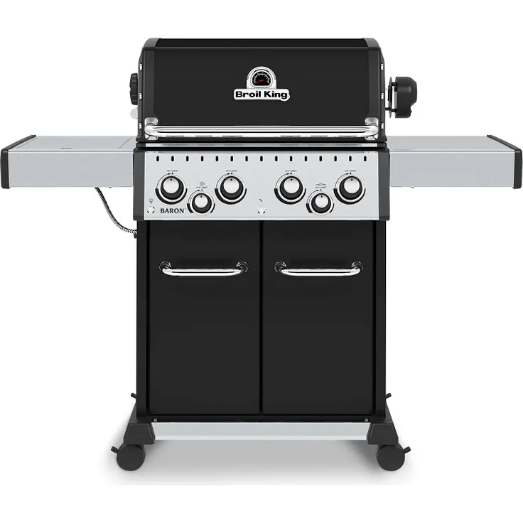 Broil King Baron 490 Gasgrill 4 Dual Tube Hauptbrenner 12400 W, Seitenbrenner, Heckbrenner, 65 x 44 cm Grillfläche