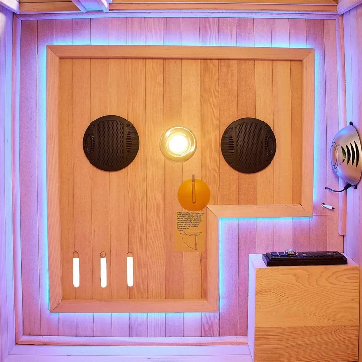 Artsauna Infrarotkabine Nyborg S90V - Infrarotsauna Vollspektrumstrahler, LED-Farblicht & große Glastür - Wärmekabine für 1 Person 90 x 90 cm – Bild 6