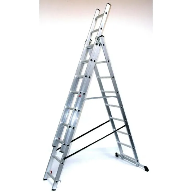 SZ Metall Schiebeleiter alu 3x 9 Sprossen, H: 543,0 cm