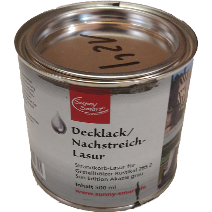 Holzlasur grau 500 ml für grau lasierte Gestellhölzer aus Akazie Serie Rustikal 285 Z Sun Edition
