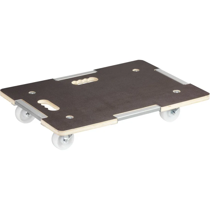 Transporthilfe MM 1381, 63 x 43 x 11 cm, harte Rollen 75 mm, Rollenlager, Sicherung, Platte FSC®, Tragkraft 250 kg – Bild 1