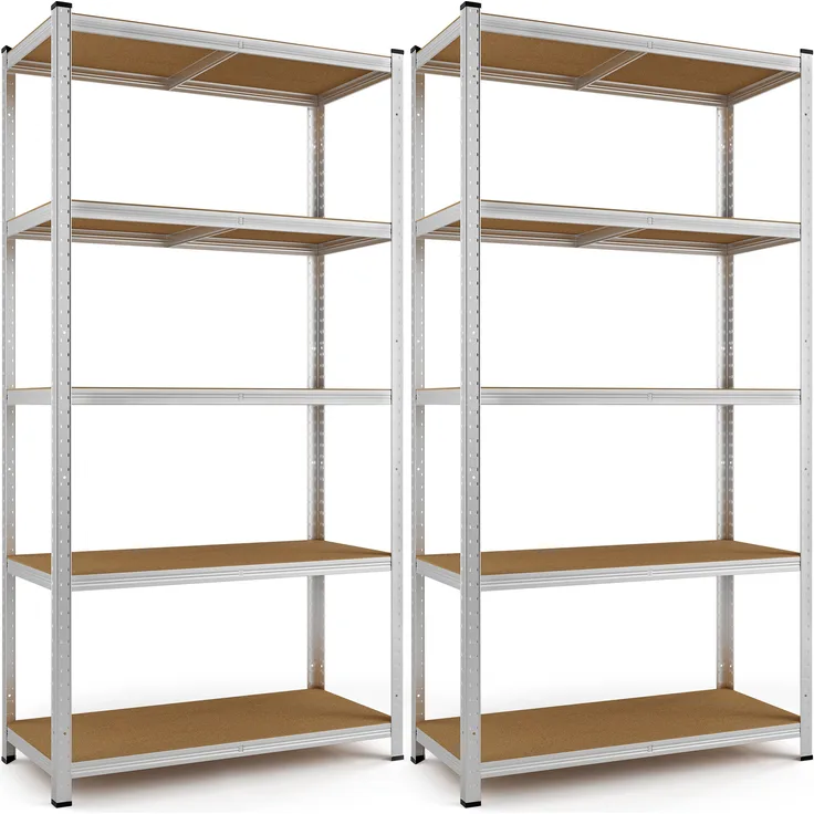 2x Monzana Schwerlastregal 170x75x30cm 350kg 5 MDF-Platten Regal Lagerregal Kellerregal Steckregal Werkstattregal