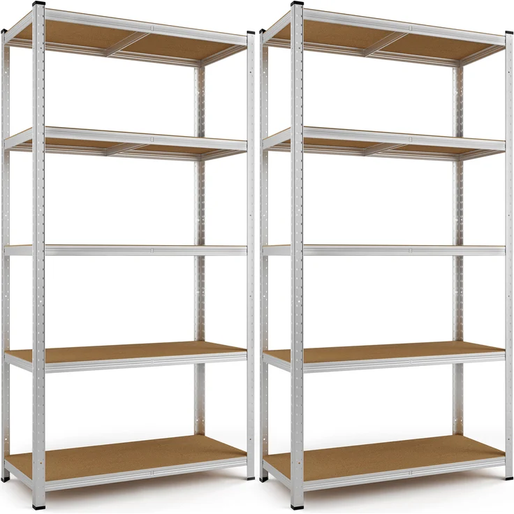 2x Monzana Schwerlastregal 170x75x30cm 350kg 5 MDF-Platten Regal Lagerregal Kellerregal Steckregal Werkstattregal – Bild 1