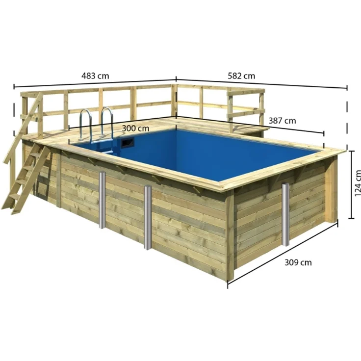 Karibu Pool 1 SET 44 mm inkl. Filterpaket klein, Terrasse vor Kopf an der Seite 3,5 m breit+ Terrasse an der Seite v2 – Bild 3