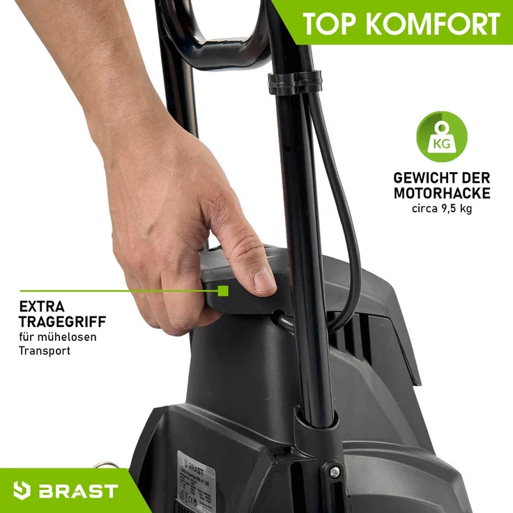 BRAST Motorhacke Elektro Gartenfräse 1200 Watt 40cm Arbeitsbreite 24 Hackmesser Kultivator Ackerfräse Hacke – Bild 5