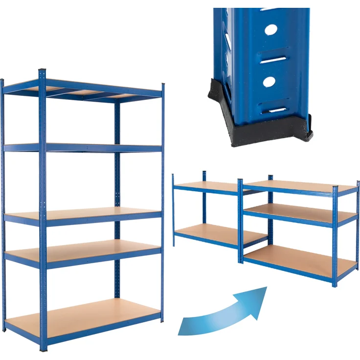 ecd germany Werkstattregal 200x100x60 cm blau aus MDF Holzfaserplatte und Metall belastbar – Bild 1