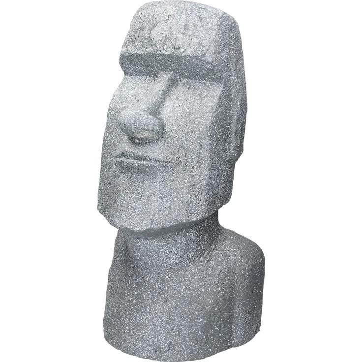ecd germany Moai Rapa Nui Kopf Figur 28x25x56 cm Grau aus Steinguss Kunstharz