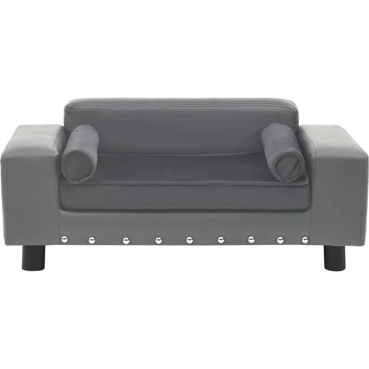 vidaXL Hundesofa Grau 81x43x31 cm Plüsch und Kunstleder – Bild 3