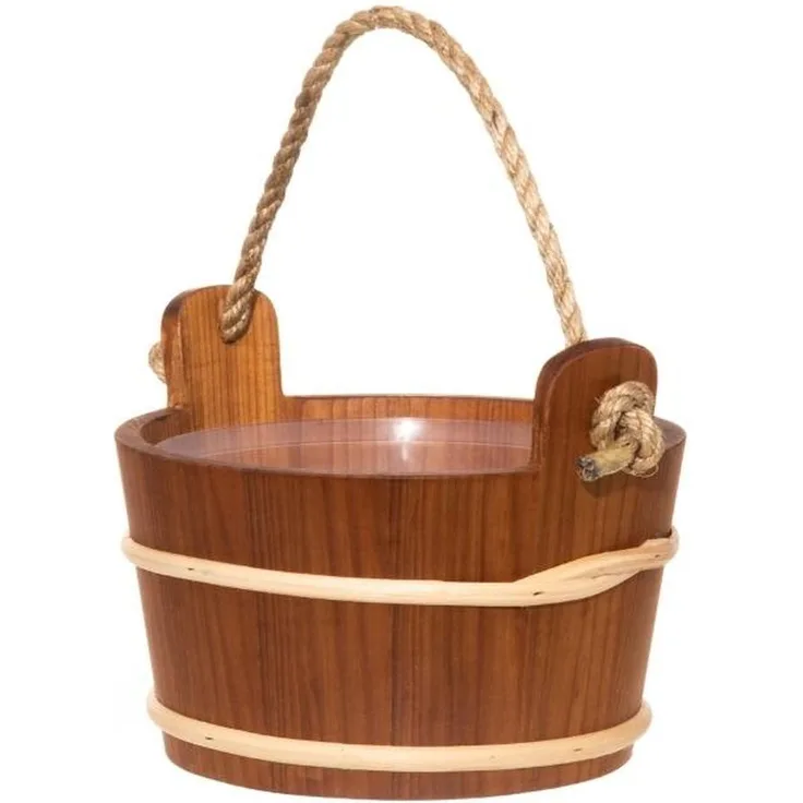 4Living - Sauna Kübel aus wärmebehandelter Erle mit Seilgriff - Fassungsvermögen 4L
