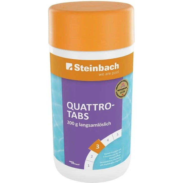 Steinbach Poolpflege Quattrotabs 200g langsamlöslich 5kg Chlorprodukt 0752605TD02 – Bild 1