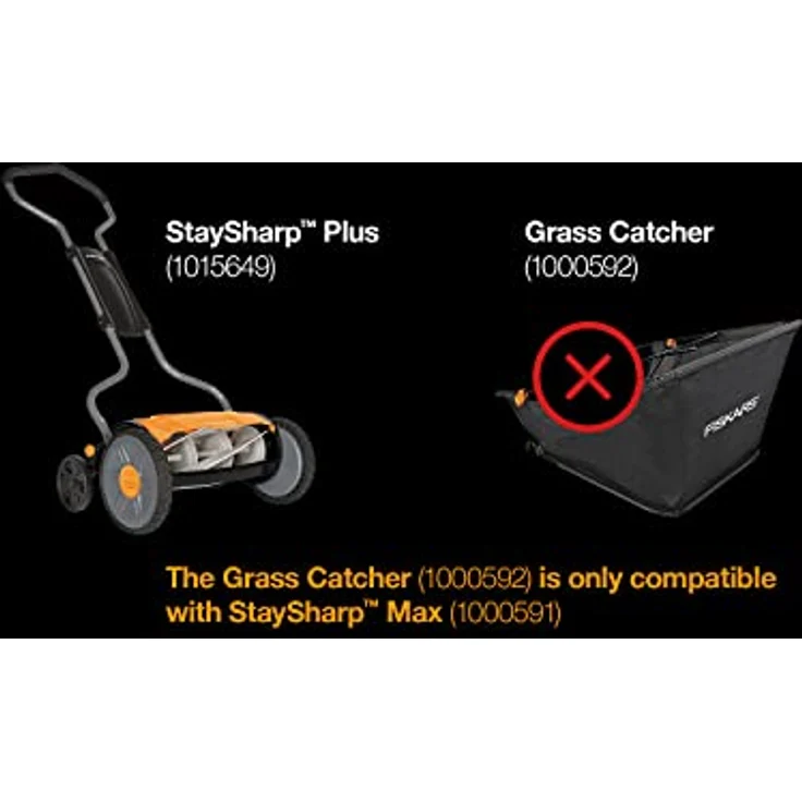 Fiskars Spindelmäher, Rasenmäher mit berührungslosem Schneidesystem, Schnittbreite: 43 cm, StaySharp Plus, Schwarz-Orange-Silber, 1015649 – Bild 3