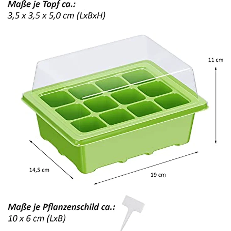 6 x WELLGRO Mini Gewächshaus inkl. Pflanzschilder - für bis zu 12 Pflanzen - ca. 19 x 14,5 x 11 cm (LxBxH) je Zimmergewächshaus – Bild 2