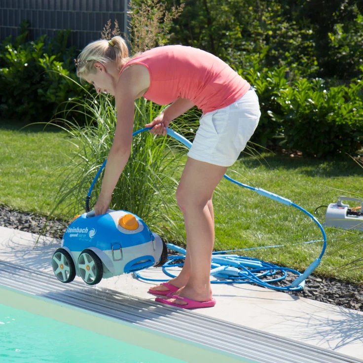 Steinbach Poolrunner Poolroboter automatischer Bodensauger Speedcleaner 21 cm Arbeitsbreite, 15 m³/h, 15 m/min, 12 m Kabellänge – Bild 4