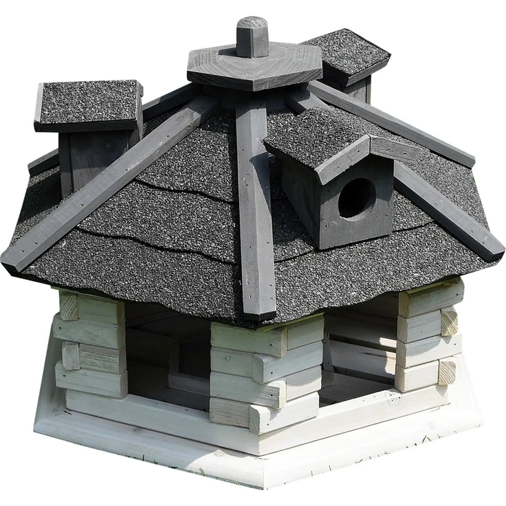 Mucola XXL Vogelhaus Weiß Grau Vogelfutterhaus Holz – Bild 3