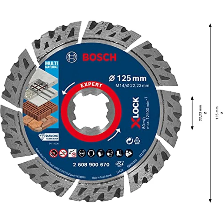 Bosch Professional Expert MultiMaterial X-LOCK Diamanttrennscheiben,125 x 22,23 x 2,4 x 12 mm – Bild 3