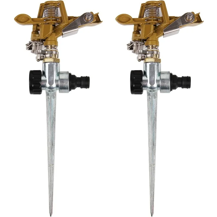 Deuba Sprinkler 2er Set Rasensprenger mit Erdspieß Bewässerungsweite 26m 360° Sprühaufsatz inkl. Kupplungsstecker Kreisregner – Bild 1