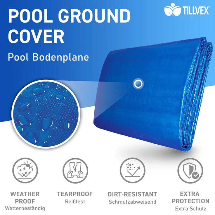tillvex Poolunterlage Rund 396 x 396 cm Bodenplane Bodenschutzplane Pool Bodenschutz Folie