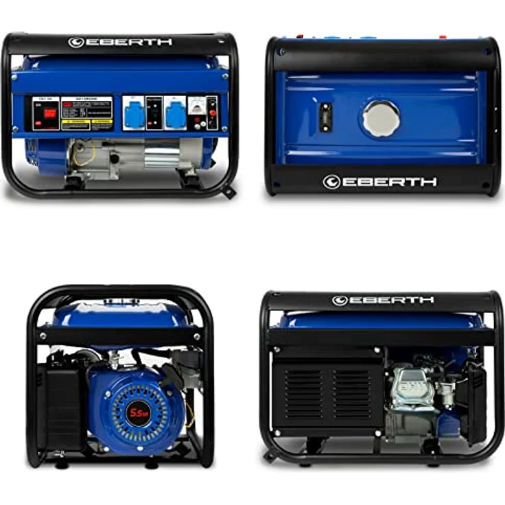2200 Watt Benzin Stromerzeuger (5,5 PS Benzinmotor, 2x 230V, 1x 12V, Automatischer Voltregler, Ölmangelsicherung, Voltmeter) Generator – Bild 3