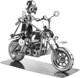 BRUBAKER Schraubenmännchen Motorradfahrer – Metallfigur Handarbeit