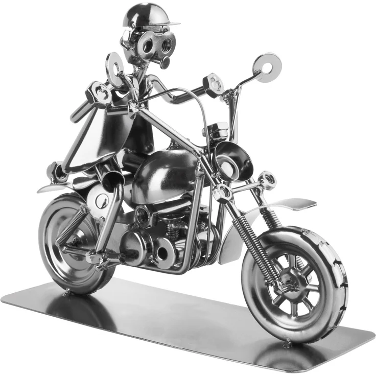 BRUBAKER Schraubenmännchen Motorradfahrer - Metallfigur Handarbeit - Motorrad Geschenk