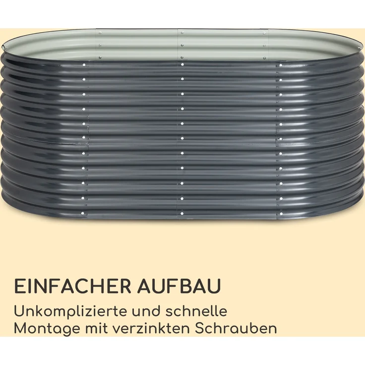 High Grow Hochbeet 200 x 80 x 100 cm Stahl-Wellblech einfacher Aufbau Dunkelgrau – Bild 5