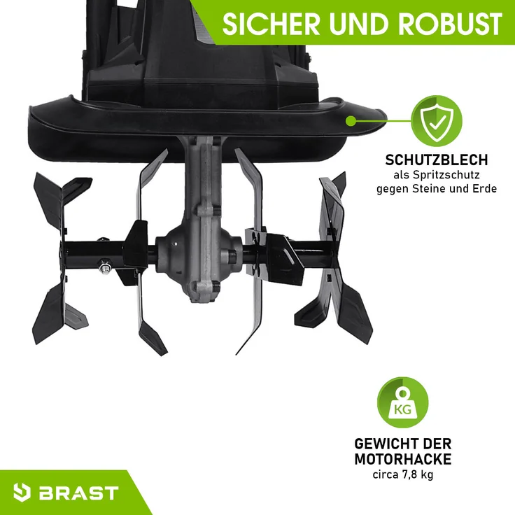 BRAST Motorhacke Elektro Gartenfräse 1050 Watt 32cm Arbeitsbreite 16 Hackmesser Kultivator Ackerfräse Hacke – Bild 4