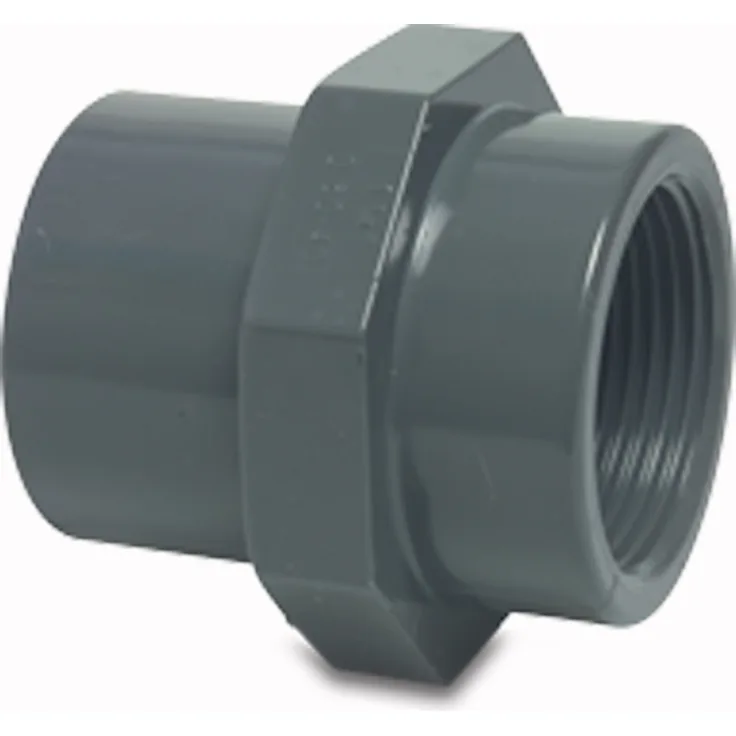 PVC-U Gewindemuffe mit Sechs-Achtkant mit Innengewinde 16-20 mm x 1-2