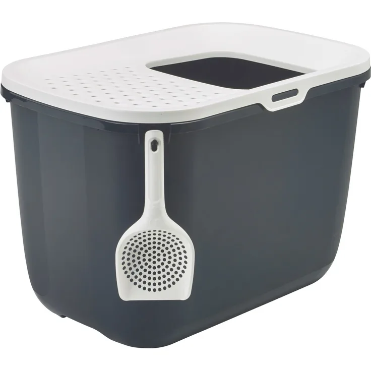 Nobby Katzentoilette & Hop In anthrazit - weiß 58,5 x 39 x 39,5 cm