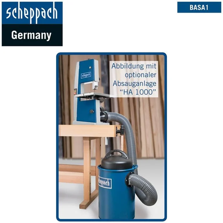 Scheppach Bandsäge BASA1 (300 Watt, max. Schnitthöhe: 100mm, Durchlassbreite: 195mm, bis zu 45° schwenkbarer Arbeitstisch, Bandrad-Ø: 200mm, Schnittgeschwindigkeit: 880m/min) – Bild 9
