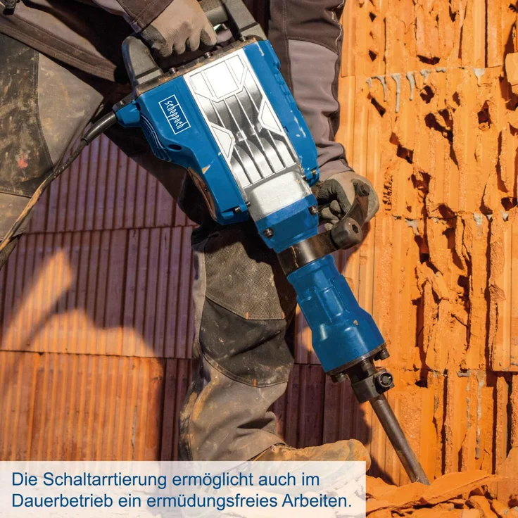 Scheppach Abbruchhammer AB1900 Bohrhammer Betonhammer | 60J Schlagkraft | 1900W Leistung | 390 mm inkl. Spitz- und Flachmeißel und Transportbox – Bild 12