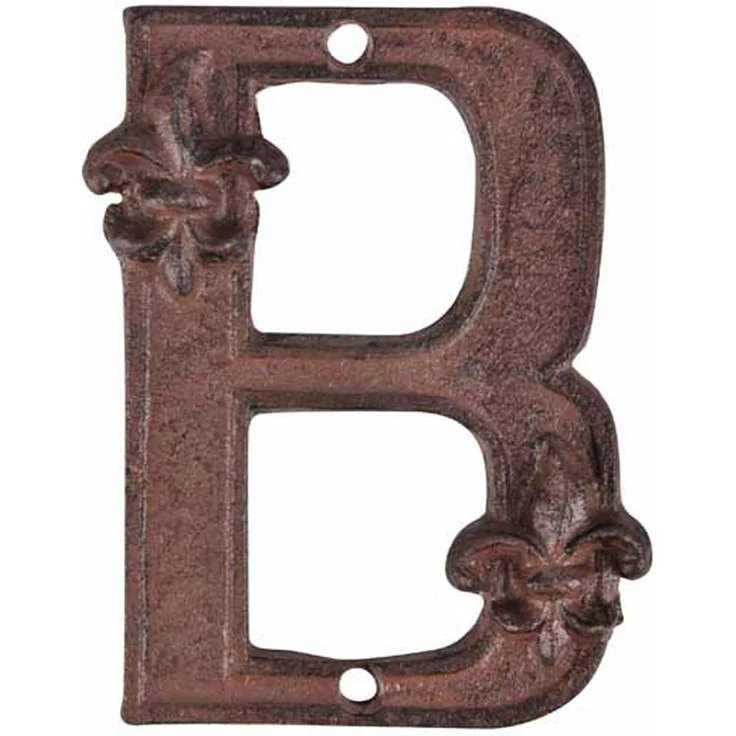 Esschert Design Hausnummer Gusseisen Antik-Look Lilie braun, B