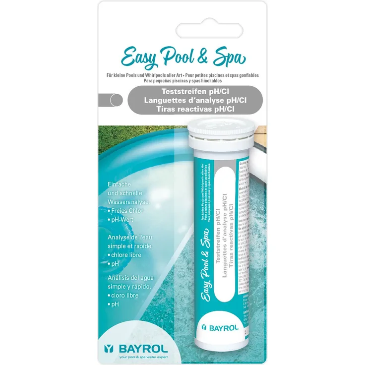 Bayrol Easy Pool & Spa Teststreifen Chlor + pH-Wert Pooltester 25 Messstreifen