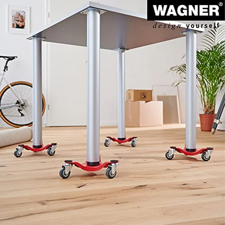 Transporthilfe MM 1196, 25 x 25 x 7,5 mm, softe Rollen Ø 50 mm, Stahl beschichtet, rot, Tragkraft 100 kg – Bild 6