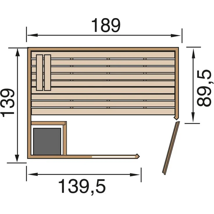 WEKA Massivholzsauna VALIDA Eck 1 GTF inkl. 5,4 kW OS Ofen Sparset 1, 189x139x203,5 cm, naturbelassen – Bild 2