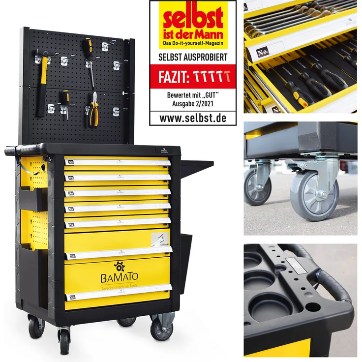 BAMATO Premium Werkstattwagen WORK-550 mit 348-tlg CrV Werkzeugset