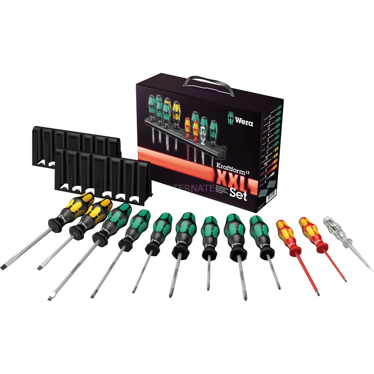 Wera Schraubendreher-Set Kraftform XXL 05051010001, 12-teilig, Schlitz, Kreuzschlitz, Spannungsprüfer, 2 Wandhalter Elektro VDE Kraftform-Griff – Bild 4