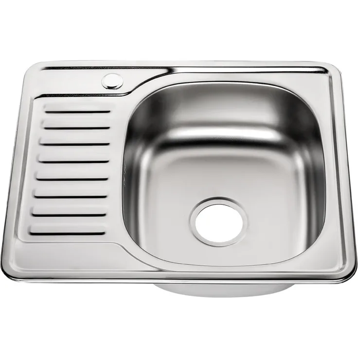 MUCOLA 58x48CM Einbauspüle eckig Edelstahl mit Ablage rechts Küchenspüle Spülbecken
