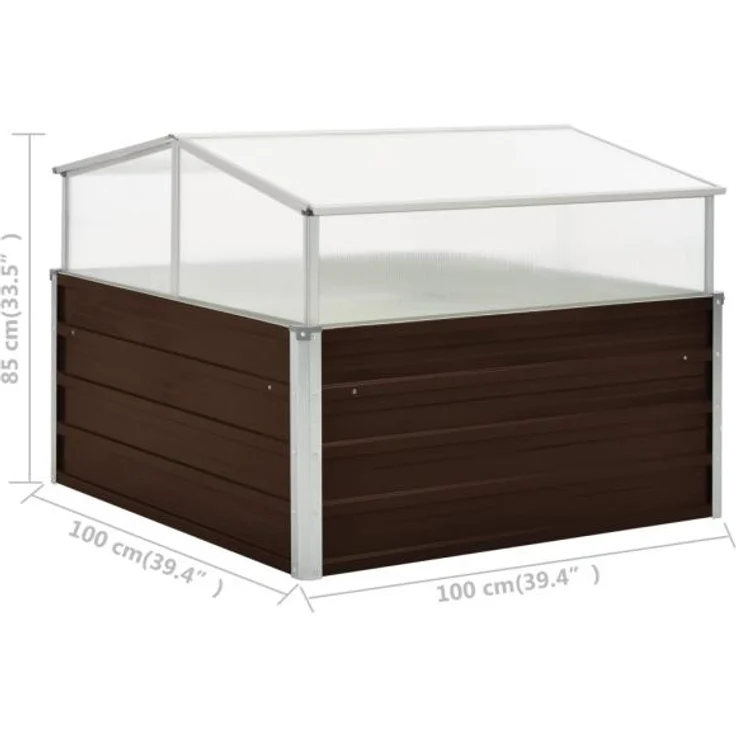 vidaXL Gewächshaus Braun 100 x 100 x 85 cm Verzinkter Stahl – Bild 5