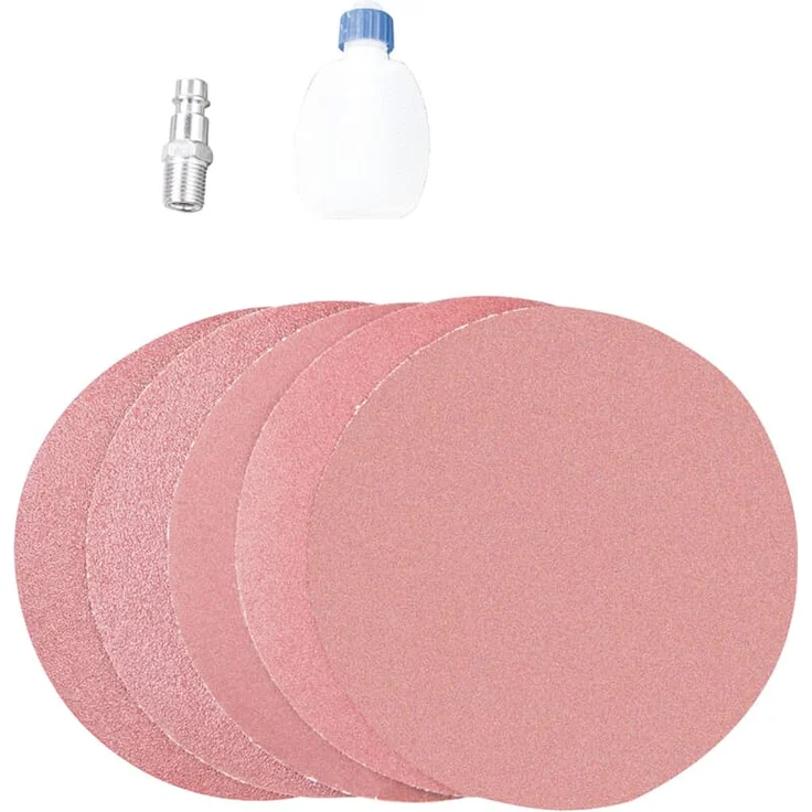 Scheppach Druckluft Exzenterschleifer 6" Arbeitsdruck 6,3 bar, Schleifteller-Ø 150mm, Luftbedarf-Ø93,4 L/min, 5x Schleifpapier Körnung 60, 80, 100, 120, 150mm, 1x Öl-Fläschchen – Bild 2