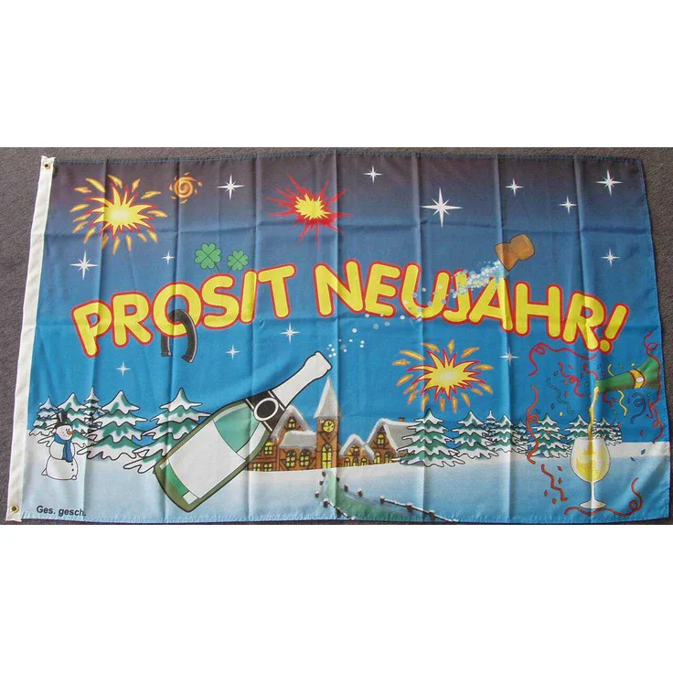 Flagge Prosit Neujahr 80 g/m² ca. 90 x 150 cm