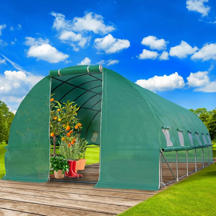 BRAST Gewächshaus Foliengewächshaus 300x600cm inkl. 4 Erdanker mit Stahlfundament aufrollbare Seitenwände schwere Qualität Folie 175g/m² – Bild 2