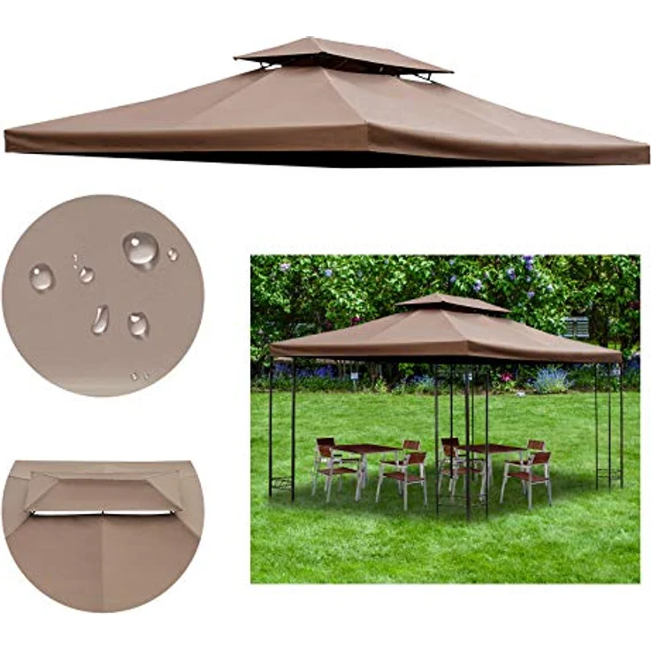Ersatzdach für Metall-Gartenpavillon 3x4m kaffeebraun - kaffeebraun - Outsunny – Bild 4