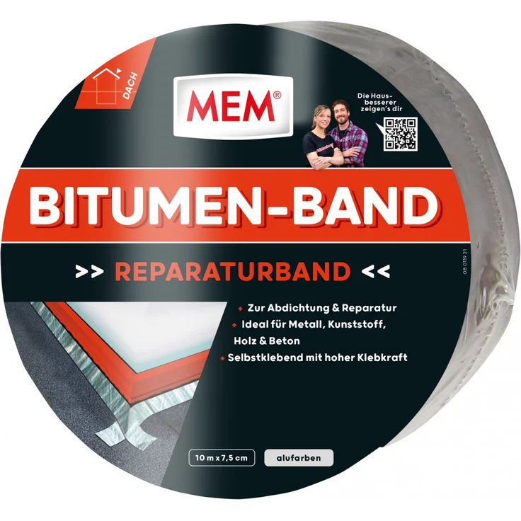 MEM Bitumen-Band 10 m x 7,5 cm alu – Bild 1