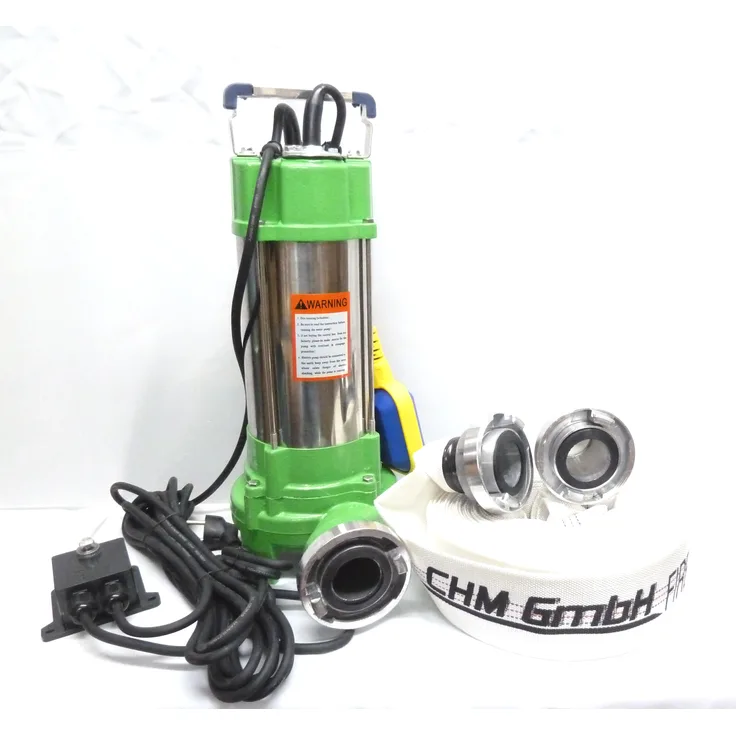CHM GmbH Schmutzwasserpumpe 550 Watt Fäkalienpumpe 11000 L/h mit C-Schlauch Schmutzwasserpumpe