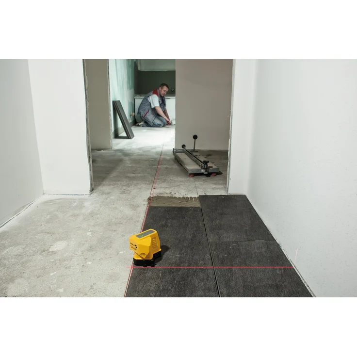 STABILA Bodenlinien-Laser FLS 90, exakter 90-Grad-Winkel am Boden, Reichweite Laserlinie 15 m, Schutzklasse IP 54, Umsteck-Sockel, Zielplatte, Tasche – Bild 14