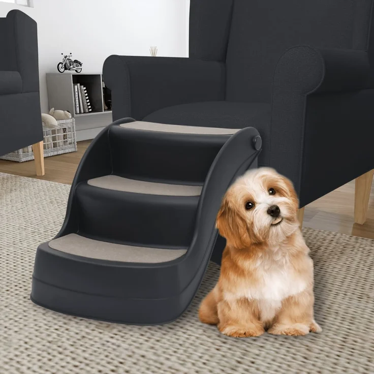 vidaXL Hundetreppe mit 3 Stufen Klappbar Schwarz – Bild 1