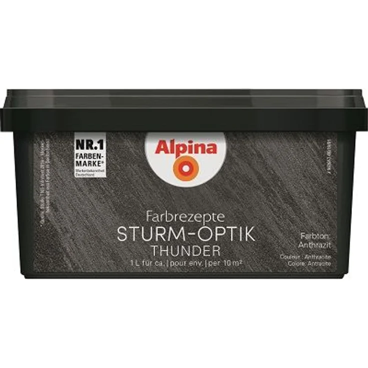 Alpina Effektfarbe Farbrezepte STURM-OPTIK anthrazit 1 L – Bild 3